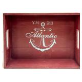 Atlantic Anchor Tray - 2 Black Anchor Bookends & Red Reilly & Lee White Fire Shell Book