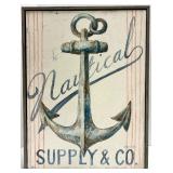 Nautical Supply & Co Anchor Print & Marble Base Candlesticks - 3-Piece Set