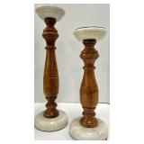 Nautical Supply & Co Anchor Print & Marble Base Candlesticks - 3-Piece Set