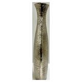 HOME Letters Sign & Hammered Vase - Silver Textured Metal Decor on Wood Base