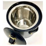 Gold-Tone Desk Clock & Leather Ice Bucket