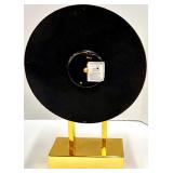 Gold-Tone Desk Clock & Leather Ice Bucket