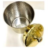 Creative Co-Op Hammered Brass Mugs & Canisters Set - Gold Tone, Hand Wash Only