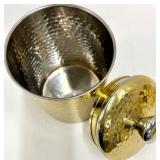 Creative Co-Op Hammered Brass Mugs & Canisters Set - Gold Tone, Hand Wash Only