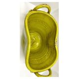 Yellow Glazed Ceramic Planter Pot with Loop Handles & Crackle Finish