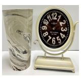 Tozai Home Marble Swirl Vase & Chef Le Normand Mantel Clock - Est 1902