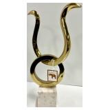 Global Influences Abstract Brass Sculpture - Marble Base - Made in India - Lot of 2