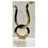 Global Influences Abstract Brass Sculpture - Marble Base - Made in India - Lot of 2