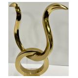 Global Influences Abstract Brass Sculpture - Marble Base - Made in India - Lot of 2