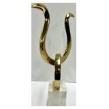 Global Influences Abstract Brass Sculpture - Marble Base - Made in India - Lot of 2