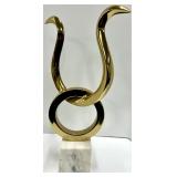 Global Influences Abstract Brass Sculpture - Marble Base - Made in India - Lot of 2