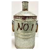 No.1 & No.2 Galvanized Metal Canisters with Rope Handles