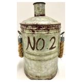 No.1 & No.2 Galvanized Metal Canisters with Rope Handles