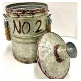 No.1 & No.2 Galvanized Metal Canisters with Rope Handles