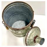 No.1 & No.2 Galvanized Metal Canisters with Rope Handles