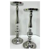 Silver Pedestal Vase with Cream Flowers & Pair of Candlesticks