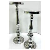 Silver Pedestal Vase with Cream Flowers & Pair of Candlesticks