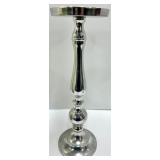 Silver Pedestal Vase with Cream Flowers & Pair of Candlesticks