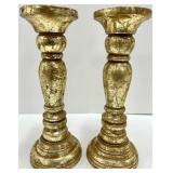 Porcelain Vase With Floral Arrangement & 2 Gilded Candlesticks