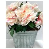 Love Sign Letters & Peony Bouquet in a Galvanized Bucket