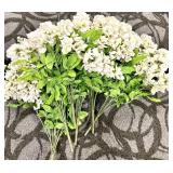 White Hydrangea Bouquet in Rustic Gold Tin Planter - Centerpiece Decor