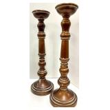 Turned Wood Candlesticks with Potted Faux Fern