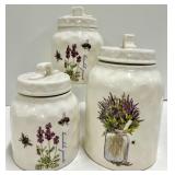 Ceramic Lavender & Bee Canisters - 3-Piece Set