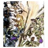 Vintage Metal Wall Plaque and Artificial Flowers