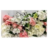 12 Pink Hydrangea & Ivory Rose Floral Bouquet - Pastel Arrangement