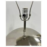 Chrome Globe Table Lamp - Sphere Base with White Fabric Drum Shade