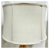 Amber Teardrop Glass Table Lamp & White Fabric Shade
