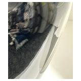 Table Lamp Black Glass Base with Chrome Harp & White Fabric Shade