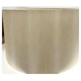 Wooden Sphere Lamp with Foil-Wrapped Base & Beige Drum Shade - #2