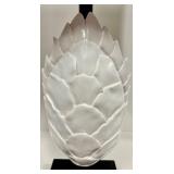 Artichoke-Style Table Lamp - White Ceramic Shade & Black Base