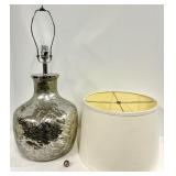 Hammered Silver Glass Vase-Style Table Lamp & White Drum Shade