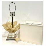 Decorative Coral-Inspired Table Lamp with White Rectangular Shade & Chrome Base