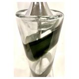 Tall Art Glass Swirl Table Lamp & White Drum Shade