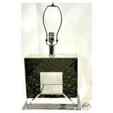 Geometric Mirror Base Table Lamp - Beige Fabric Shade - #2