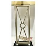 Geometric Metal Frame Table Lamp & White Rectangular Shade - #1