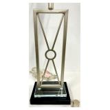 Geometric Metal Frame Table Lamp & White Rectangular Shade - #2