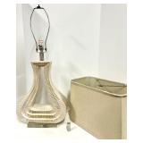 Hourglass Table Lamp - Cream Textured Base & Linen Shade - #1