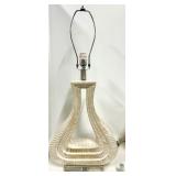 Hourglass Table Lamp - Cream Textured Base & Linen Shade - #1