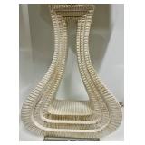 Hourglass Table Lamp - Cream Textured Base & Linen Shade - #1