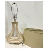 Hourglass Table Lamp - Cream Textured Base & Linen Shade - #2