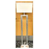 Modern Rectangular Metal Frame Floor Lamp with White Fabric Shade