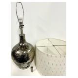 Mercury Glass Table Lamp & White Drum Shade - Textured Metallic Finish
