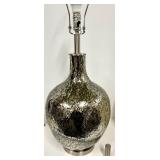 Mercury Glass Table Lamp & White Drum Shade - Textured Metallic Finish