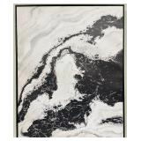 Abstract Wall Art - Black & White Marble Pattern Framed