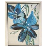Abstract Blue Flower Painting - Framed Wall Art - #1