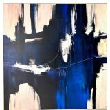 Canvas Painting - Abstract Blue & Black Modern Expressionist Artwork